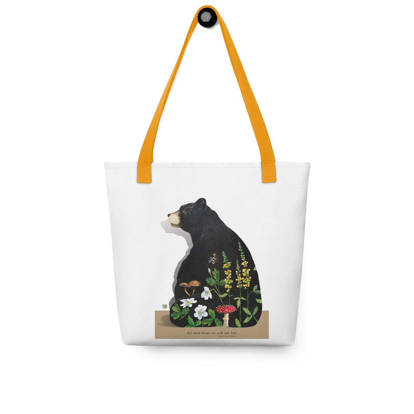 Black Bear/Wildflowers Tote bag