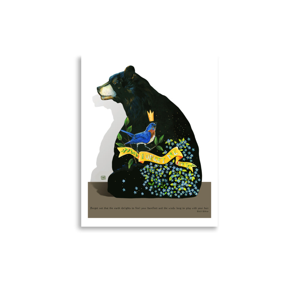 Forget Me Not Black Bear Print